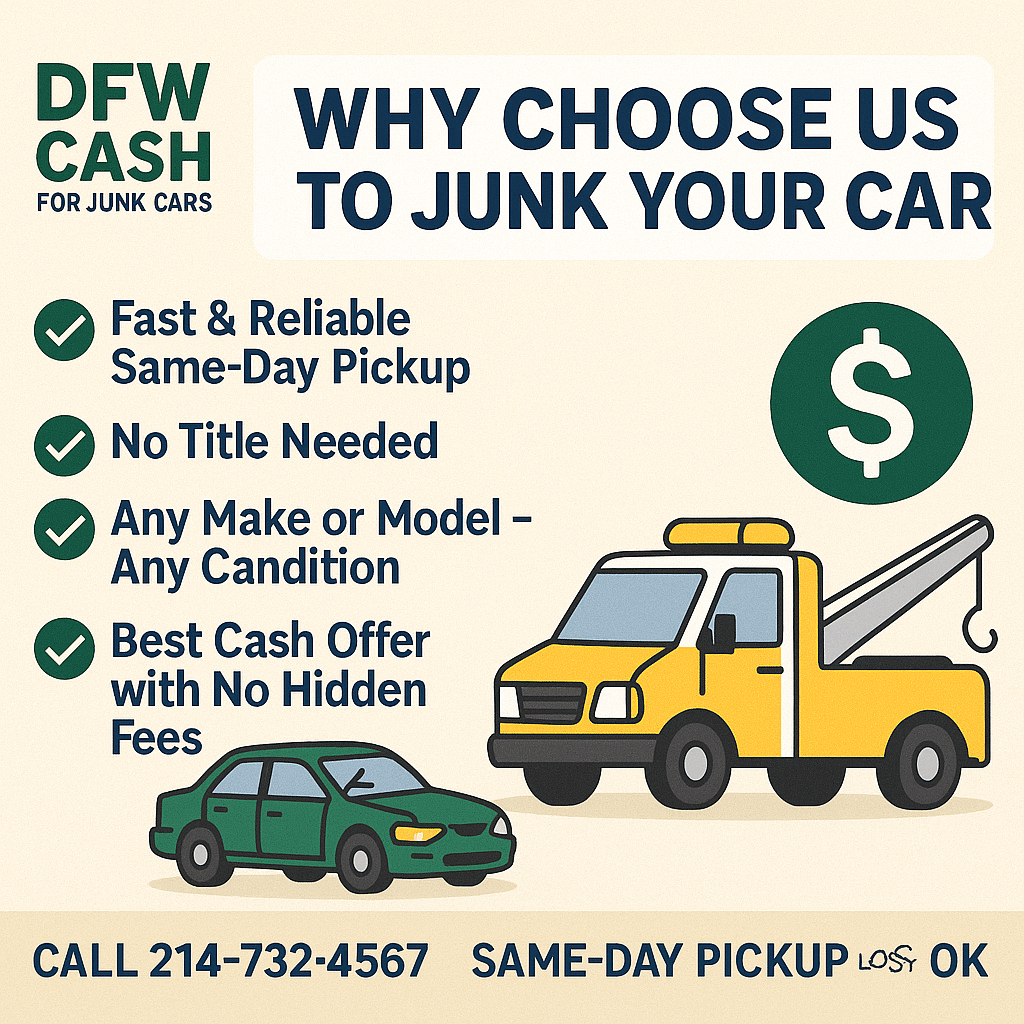 Why choose DFW cash for junk cars in royce city tx - We pay top dollar for junk cars in DFW and East texas